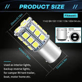 12-Pack BA15D 1142 Bright White LED Light 12V-DC, 5050 27 SMD Car Replacement For Interior RV Camper Lighting Marine Boat Turn Signal Light Lamps Tail BackUp Bulbs